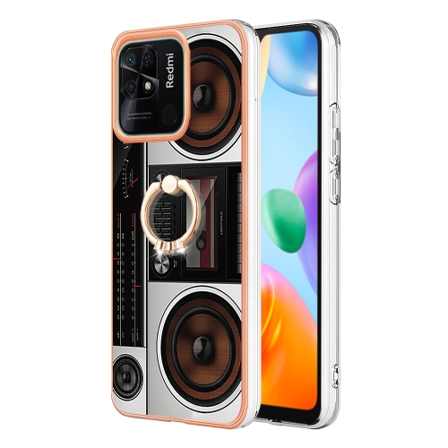 

For Xiaomi Redmi 10C Electroplating Dual-side IMD Phone Case with Ring Holder(Retro Radio)