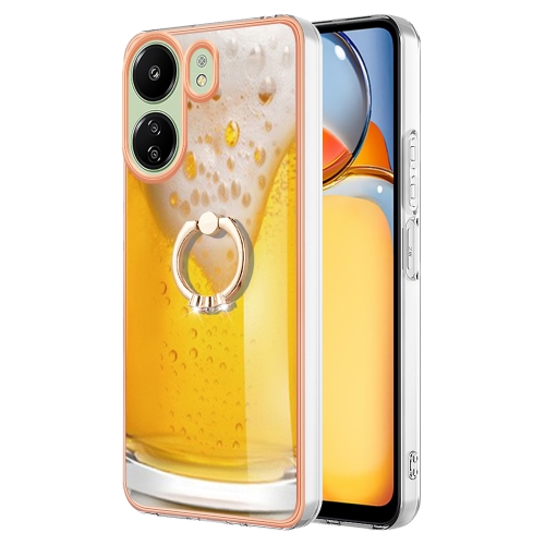 

For Xiaomi Redmi 13C 4G Electroplating Dual-side IMD Phone Case with Ring Holder(Draft Beer)