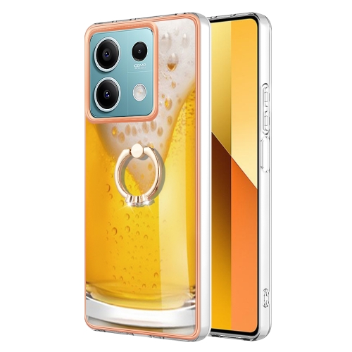 

For Xiaomi Redmi Note 13 5G Global Electroplating Dual-side IMD Phone Case with Ring Holder(Draft Beer)