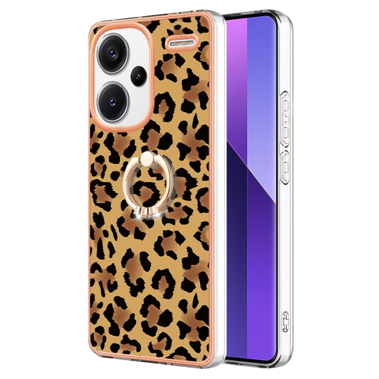 

For Xiaomi Redmi Note 13 Pro+ 5G Electroplating Dual-side IMD Phone Case with Ring Holder(Leopard Print)