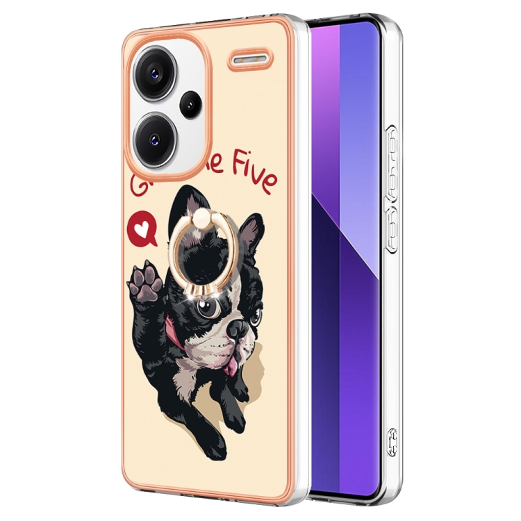 

For Xiaomi Redmi Note 13 Pro+ 5G Electroplating Dual-side IMD Phone Case with Ring Holder(Lucky Dog)