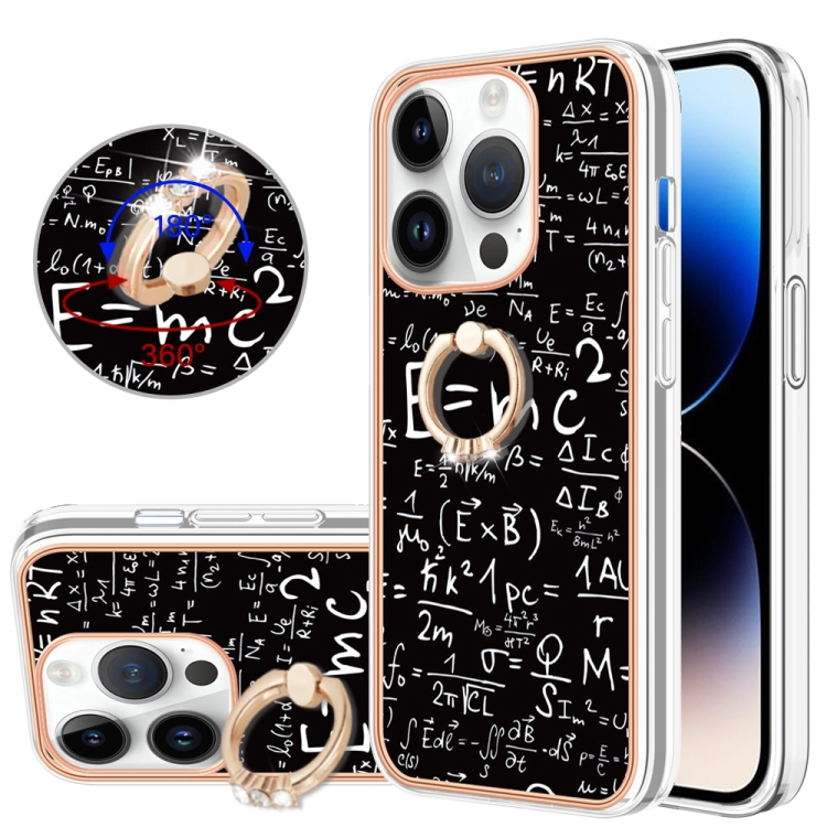 

For iPhone 14 Pro Electroplating Dual-side IMD Phone Case with Ring Holder(Equation)