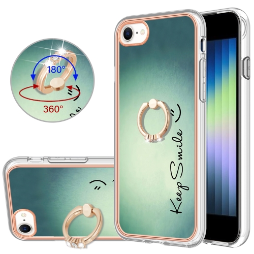 

For iPhone SE 2022 / SE 2020 / 8 Electroplating Dual-side IMD Phone Case with Ring Holder(Smile)
