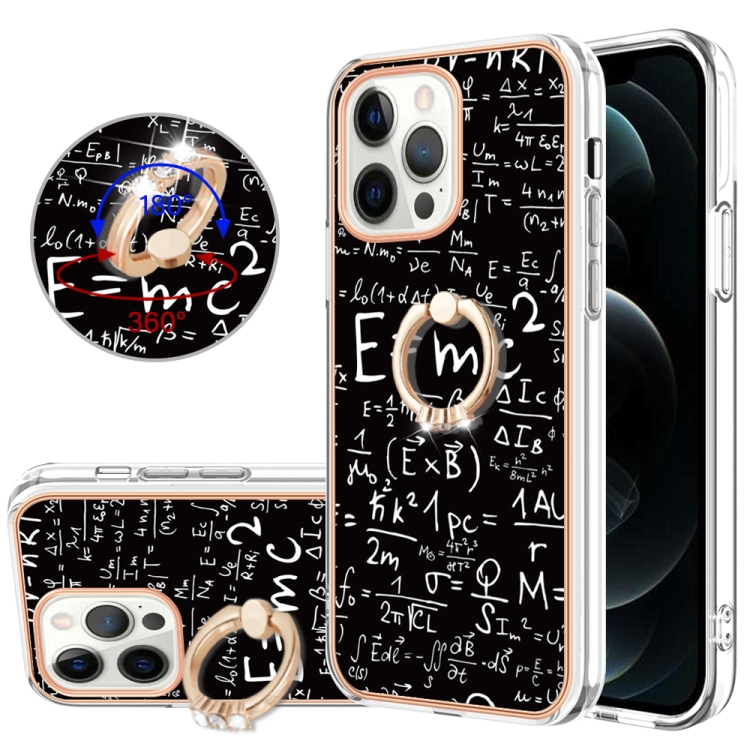 

For iPhone 12 Pro Max Electroplating Dual-side IMD Phone Case with Ring Holder(Equation)