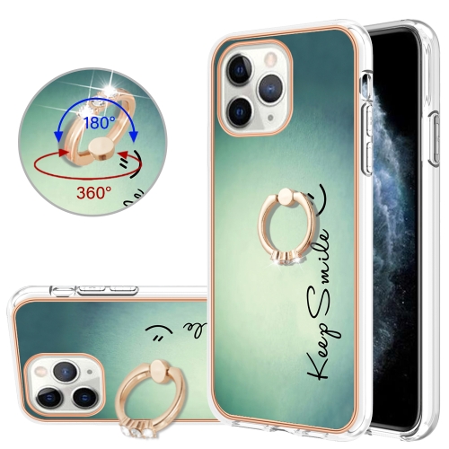 

For iPhone 11 Pro Electroplating Dual-side IMD Phone Case with Ring Holder(Smile)