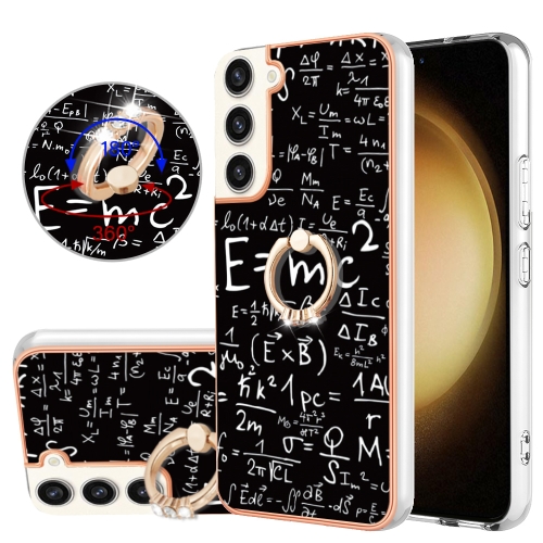 

For Samsung Galaxy S23+ 5G Electroplating Dual-side IMD Phone Case with Ring Holder(Equation)