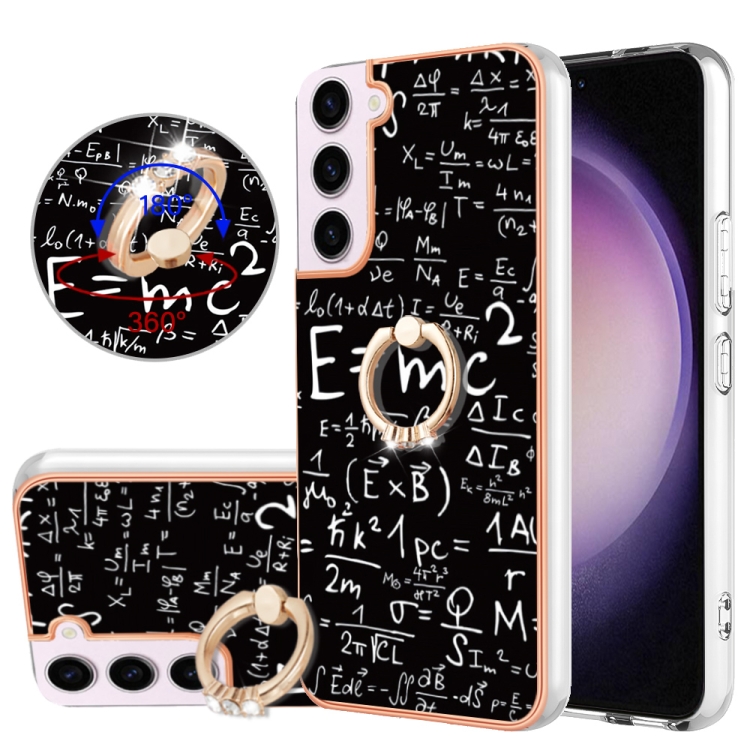 

For Samsung Galaxy S23 5G Electroplating Dual-side IMD Phone Case with Ring Holder(Equation)
