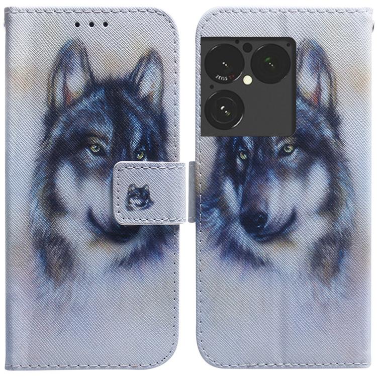 

For Sony Xperia 1 VIII Coloured Drawing Flip Leather Phone Case(White Wolf)