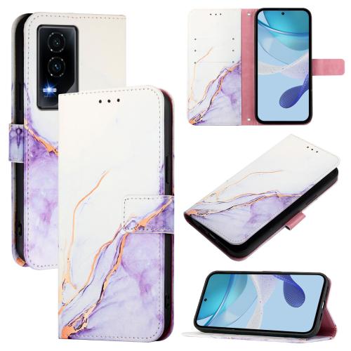 

For Honor GT PT003 Marble Pattern Flip Leather Phone Case(White Purple)