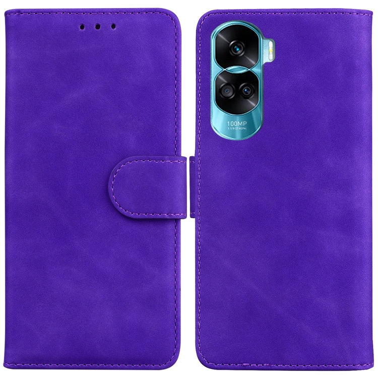 

For Honor 90 Lite Skin Feel Pure Color Flip Leather Phone Case(Purple)
