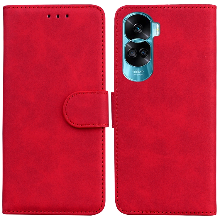 

For Honor 90 Lite Skin Feel Pure Color Flip Leather Phone Case(Red)