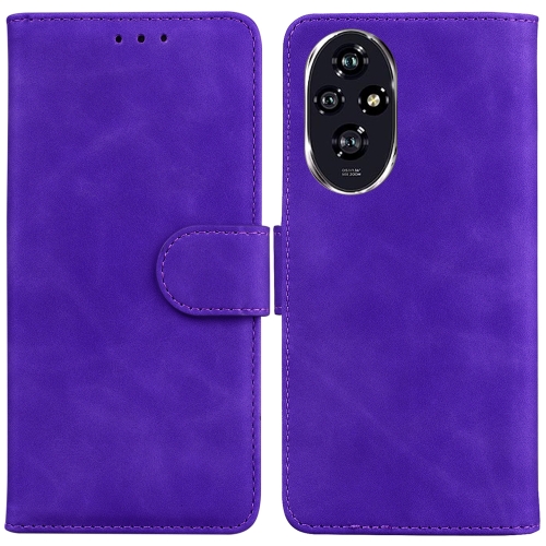 

For Honor 200 5G Skin Feel Pure Color Flip Leather Phone Case(Purple)