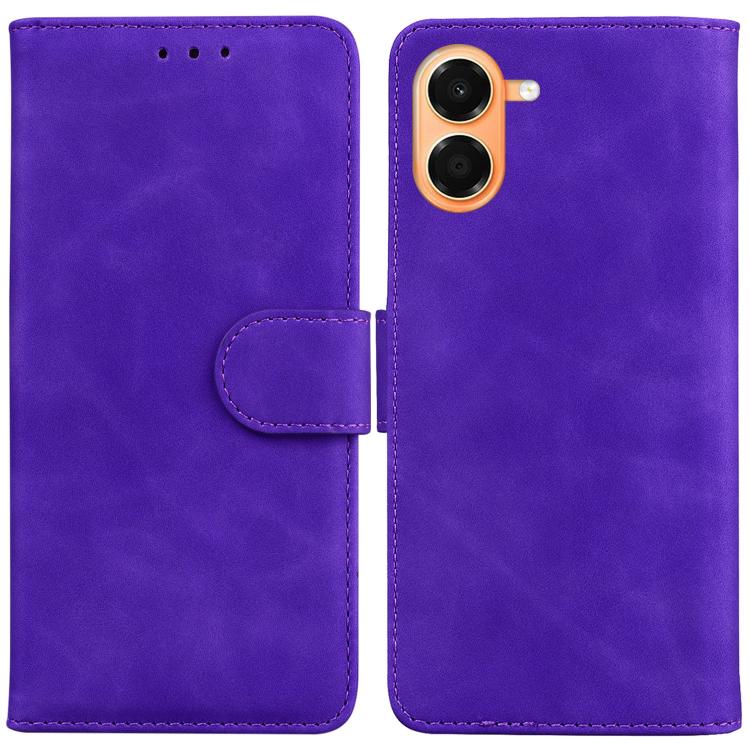 For Honor X7e 4G Skin Feel Pure Color Flip Leather Phone Case(Purple)