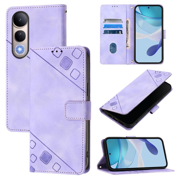 

For Honor 400 Lite Skin-feel Embossed Leather Phone Case(Light Purple)