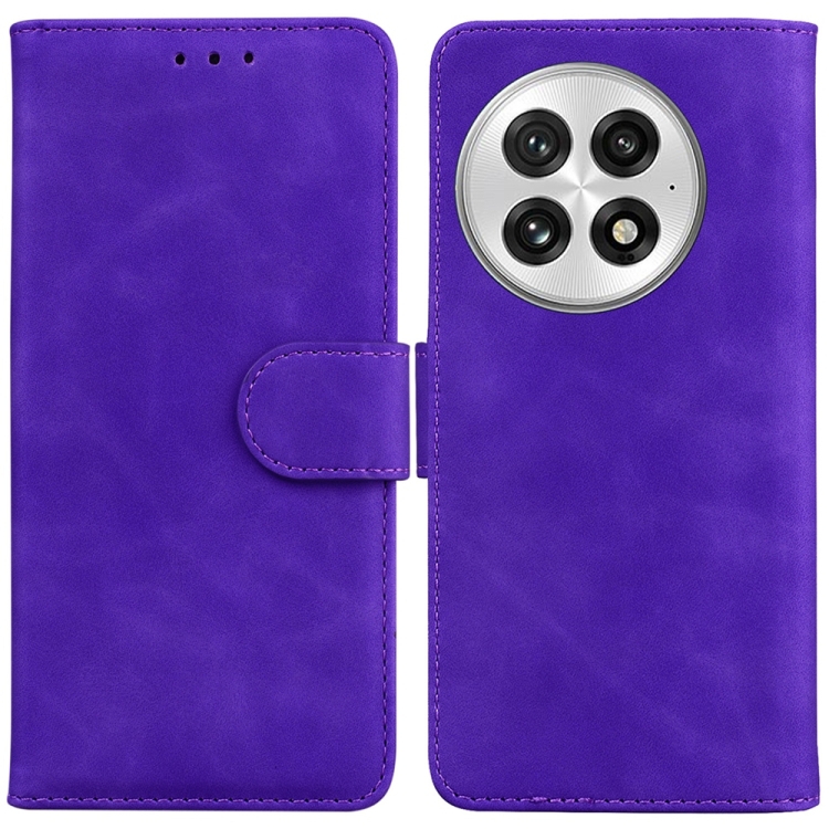 

For OnePlus 13 Skin Feel Pure Color Flip Leather Phone Case(Purple)