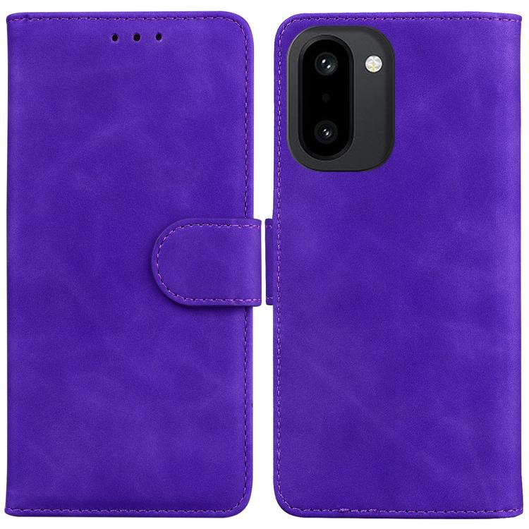 

For OnePlus 15R / Ace 6 / Ace 6T Skin Feel Pure Color Flip Leather Phone Case(Purple)