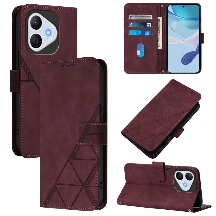 

For Honor 400 Lite Crossbody 3D Embossed Flip Leather Phone Case(Wine Red)