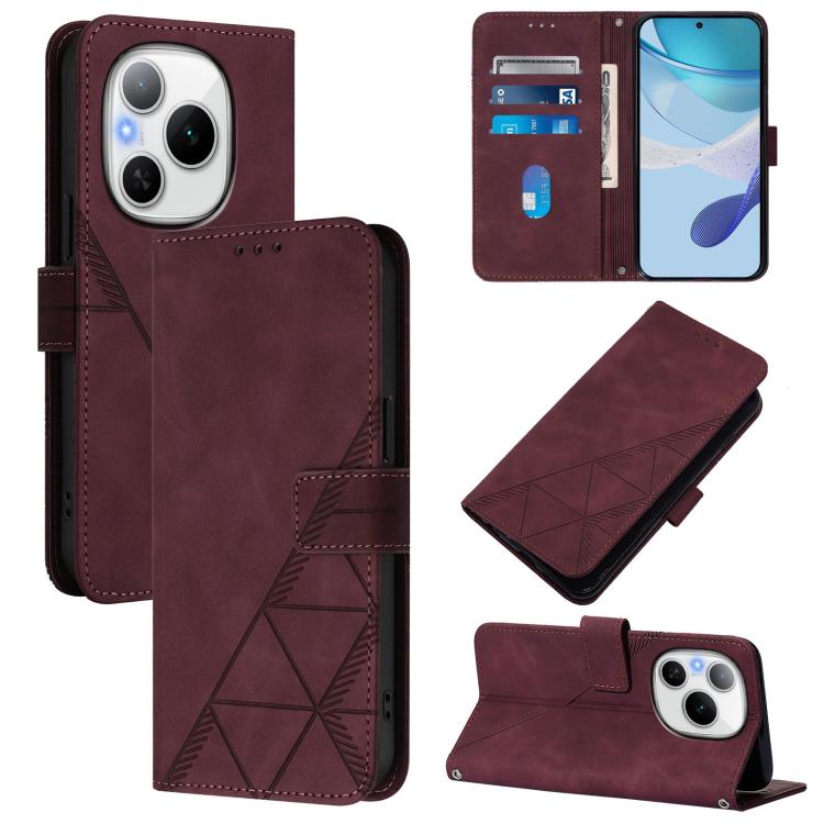 

For Honor Power 5G Crossbody 3D Embossed Flip Leather Phone Case(Wine Red)