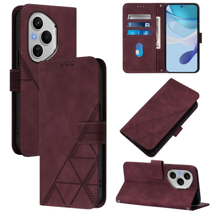 

For Honor 400 Pro Global 160.8mm Crossbody 3D Embossed Flip Leather Phone Case(Wine Red)