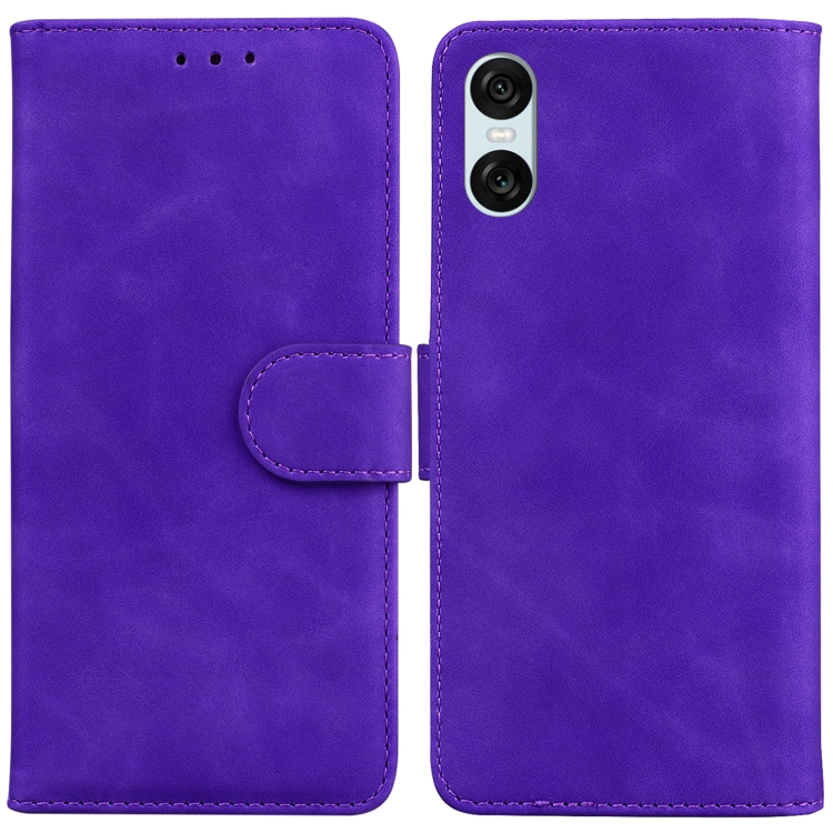 

For Sony Xperia 10 VI Skin Feel Pure Color Flip Leather Phone Case(Purple)