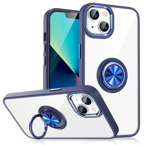 

Ring Holder TPU Acrylic Phone Case For iPhone 15 Plus(Blue)