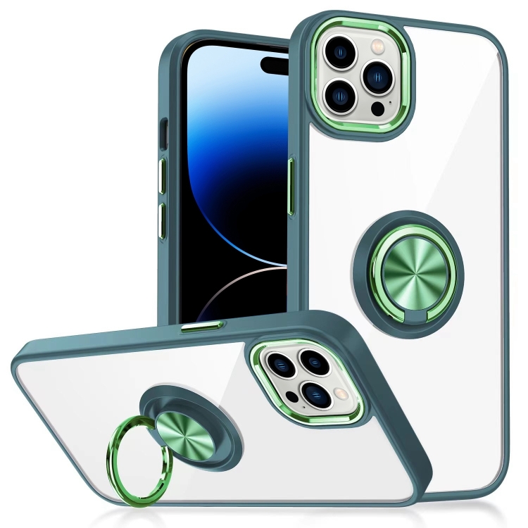 

Ring Holder TPU Acrylic Phone Case For iPhone 15 Pro(Green)