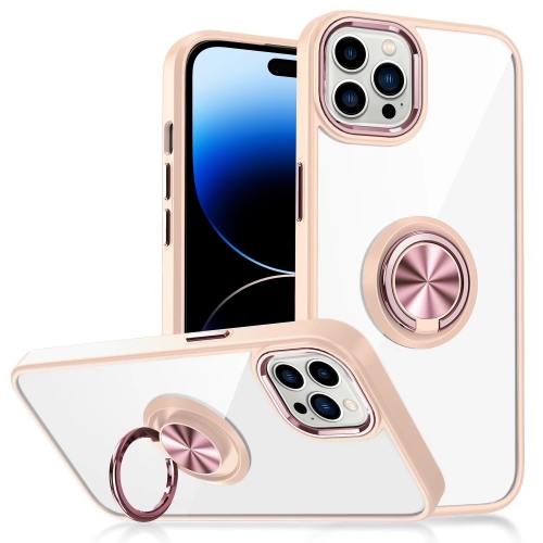 

Ring Holder TPU Acrylic Phone Case For iPhone 15 Pro(Rose Gold)