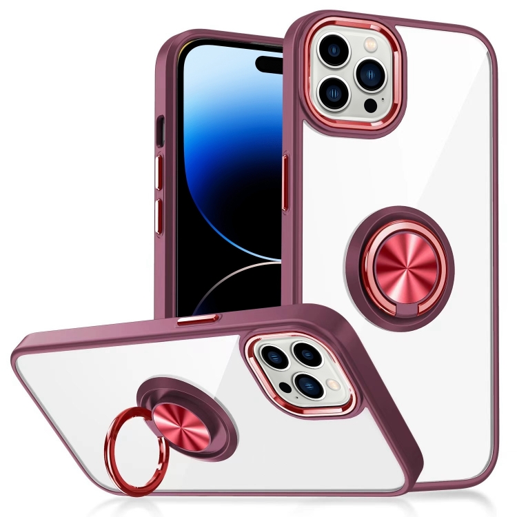 

Ring Holder TPU Acrylic Phone Case For iPhone 15 Pro Max(Red)