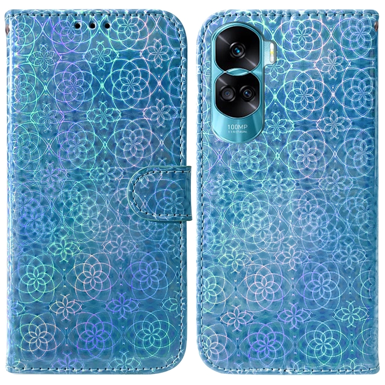 

For Honor 90 Lite Colorful Magnetic Buckle Leather Phone Case(Blue)