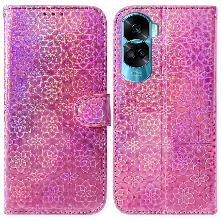 

For Honor 90 Lite Colorful Magnetic Buckle Leather Phone Case(Pink)
