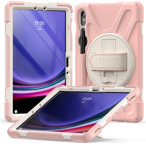 

For Samsung Galaxy Tab S9 / S8 / S7 Rotary Handle Grab TPU + PC Tablet Case(Pink)