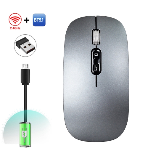 

HXSJ M103 1600DPI Dual Mode 2.4GHz + Bluetooth 5.1 Wireless Rechargeable Mouse(Grey)