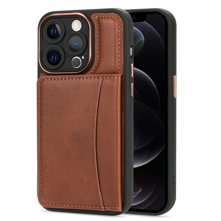 

For iPhone 12 Pro Max Multifunctional Magsafe Magnetic Card Bag Phone Case(Brown)