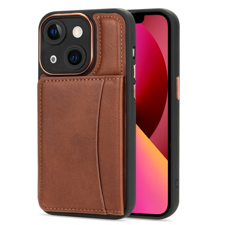 

For iPhone 13 Multifunctional Magsafe Magnetic Card Bag Phone Case(Brown)