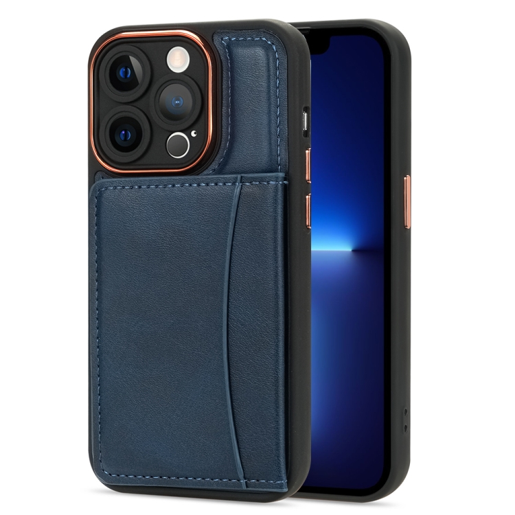 

For iPhone 13 Pro Multifunctional Magsafe Magnetic Card Bag Phone Case(Blue)