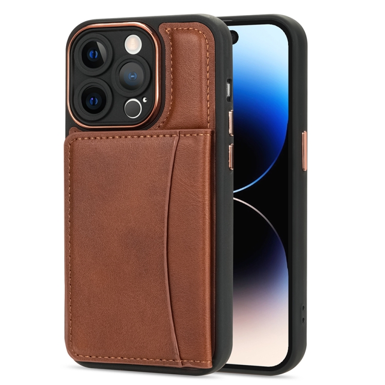 

For iPhone 14 Pro Max Multifunctional Magsafe Magnetic Card Bag Phone Case(Brown)