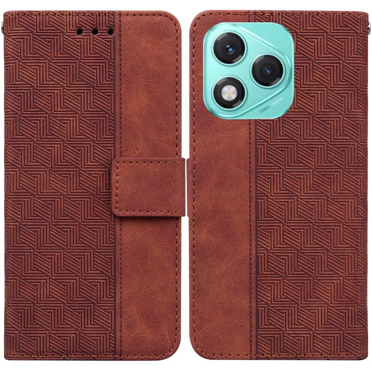 

For Honor 400 Lite Global Geometric Embossed Leather Phone Case(Brown)