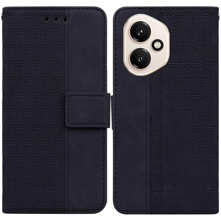 

For Honor 400 Global 156.5mm Geometric Embossed Leather Phone Case(Black)