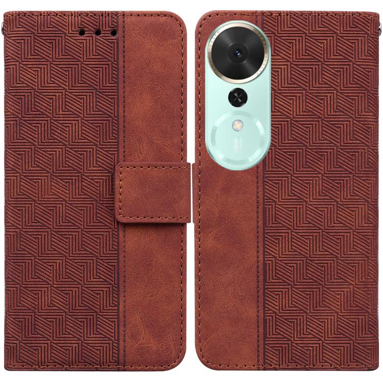 

For Honor Play 70 Plus Geometric Embossed Leather Phone Case(Brown)