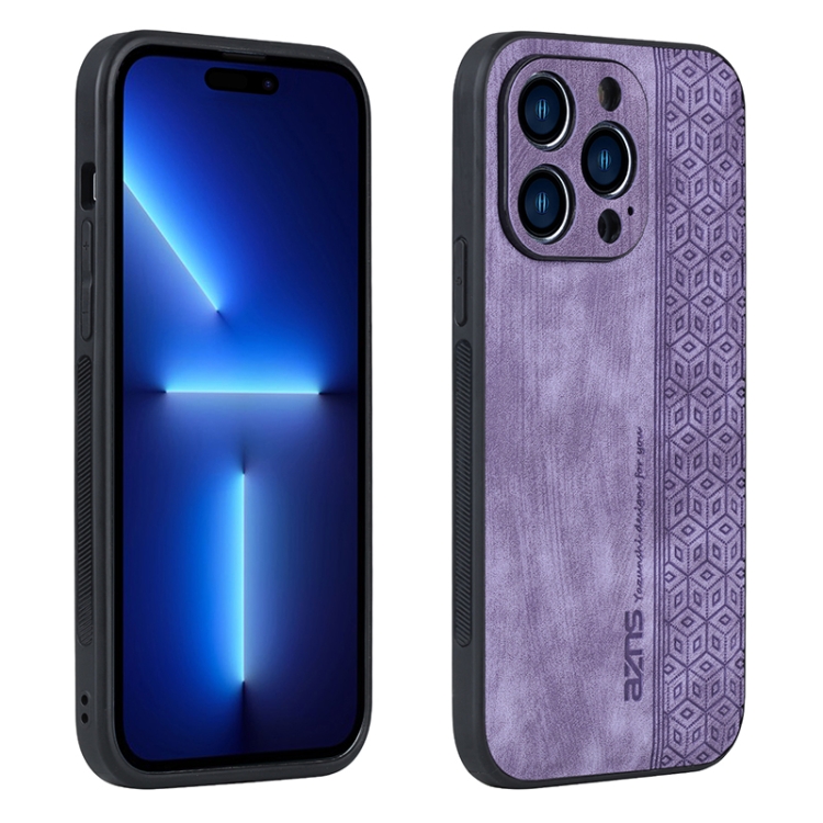 

For iPhone 15 Pro Max AZNS 3D Embossed Skin Feel Phone Case(Purple)