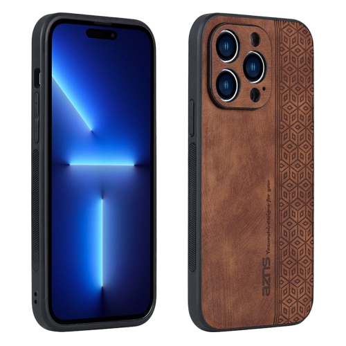 

For iPhone 15 Pro AZNS 3D Embossed Skin Feel Phone Case(Brown)