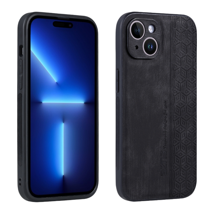 

For iPhone 15 AZNS 3D Embossed Skin Feel Phone Case(Black)