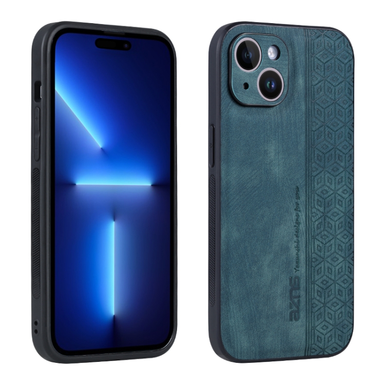 

For iPhone 15 AZNS 3D Embossed Skin Feel Phone Case(Dark Green)