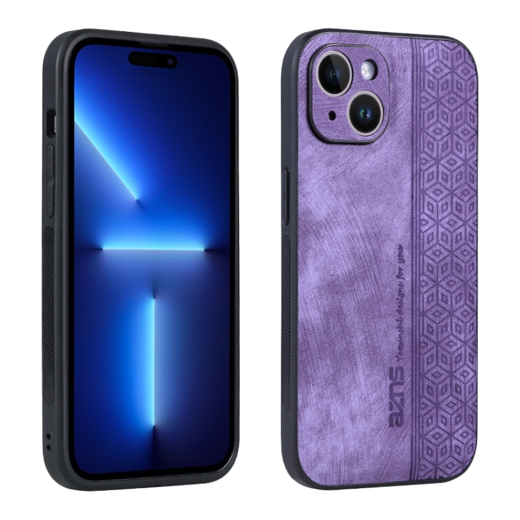 

For iPhone 15 AZNS 3D Embossed Skin Feel Phone Case(Purple)