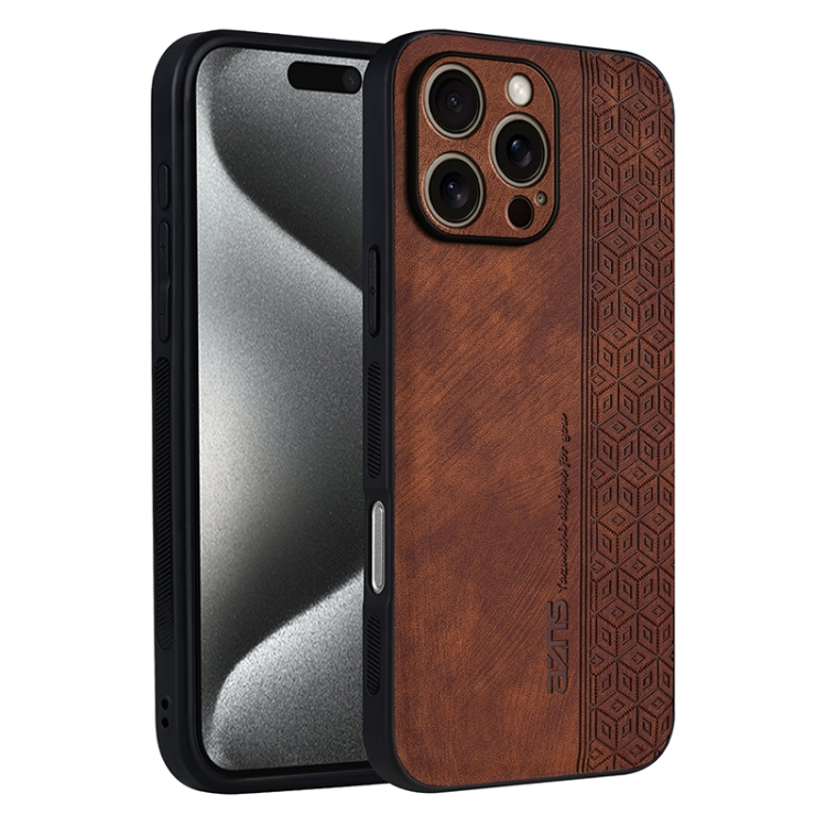 

For iPhone 16 Pro AZNS 3D Embossed Skin Feel Phone Case(Brown)
