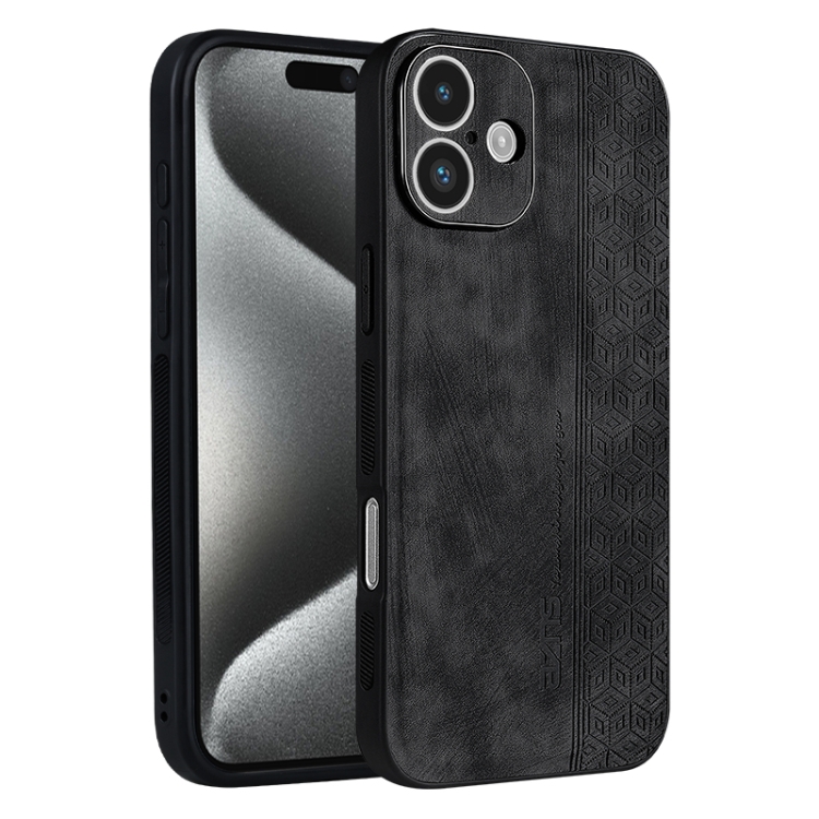 

For iPhone 16 Plus AZNS 3D Embossed Skin Feel Phone Case(Black)
