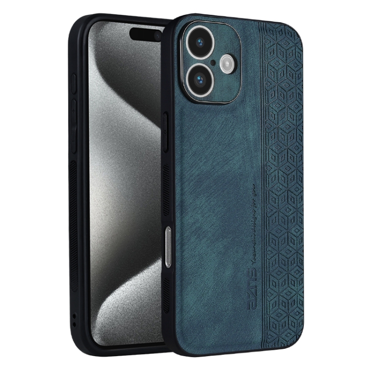 

For iPhone 16 AZNS 3D Embossed Skin Feel Phone Case(Dark Green)