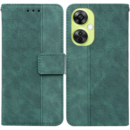 

For OnePlus Nord CE 3 Lite/Nord N30 Geometric Embossed Leather Phone Case(Green)