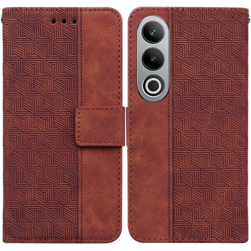 

For OnePlus Nord CE4 5G Geometric Embossed Leather Phone Case(Brown)