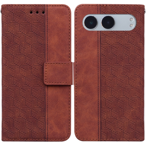 

For OnePlus Nord 4 Geometric Embossed Leather Phone Case(Brown)